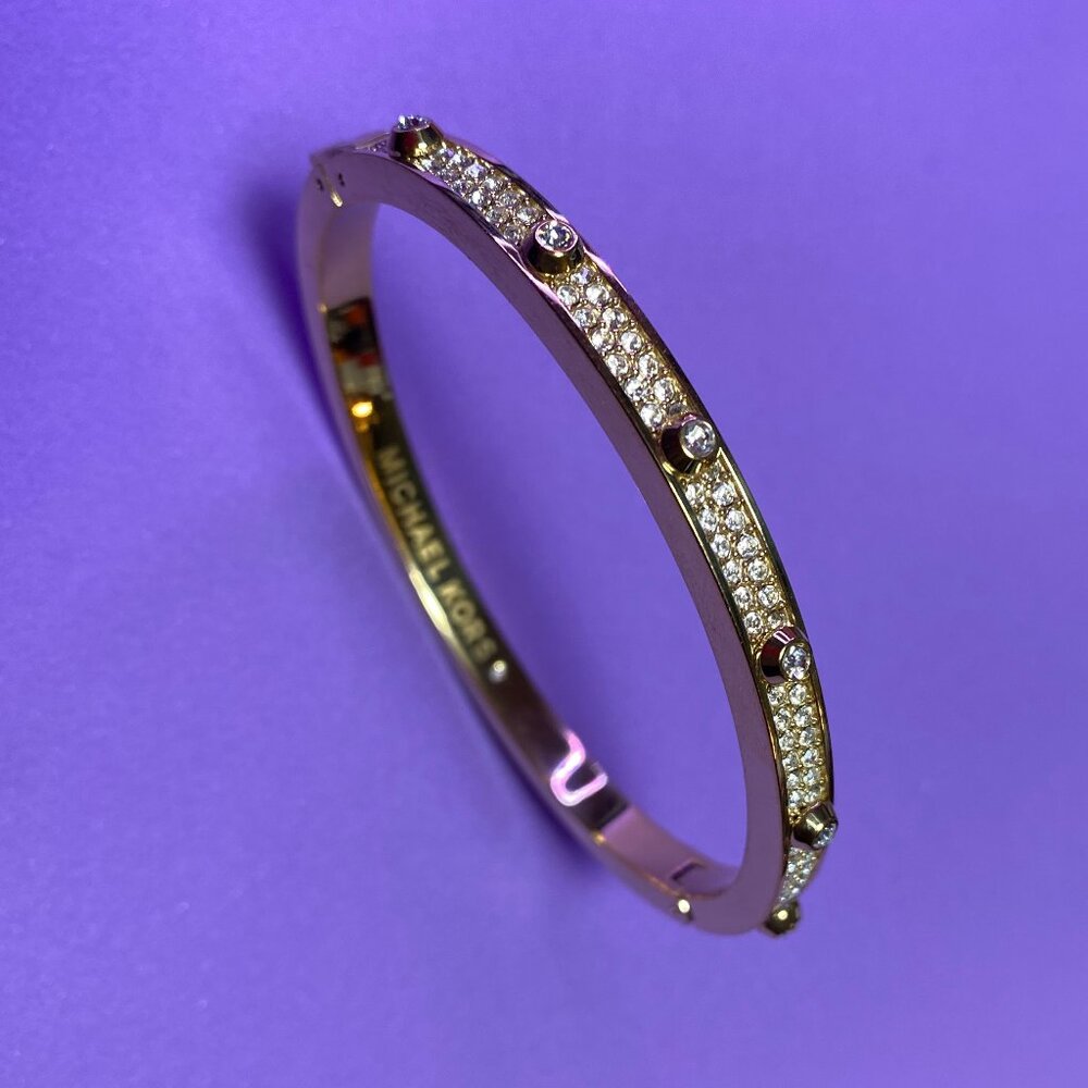 Michael Kors Gold Tone Pave Hinged Bracelet - Picture 3 of 3